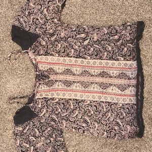 Angie Paisley Print Cold Shoulder Top